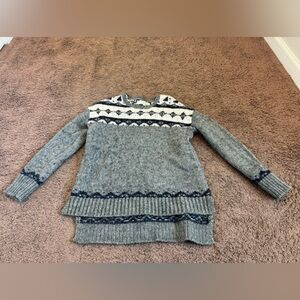 2 FOR $20 Loft Gray Wool Blend Argyle Print Sweater High Low PETITE S P